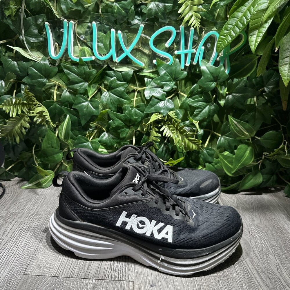 Hoka One One Bondi 8 Mens Black And White Size 10 D Athletic Running Shoes
